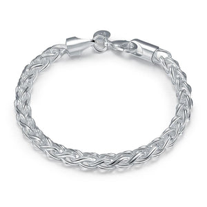 Popcorn Mesh Bracelet in 18K White Gold Plated 7.5"
