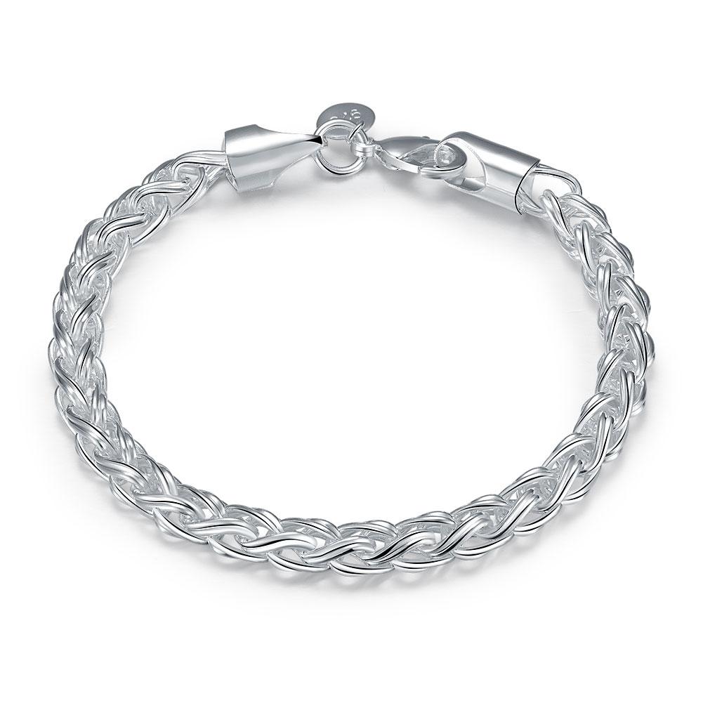 Popcorn Mesh Bracelet in 18K White Gold Plated 7.5