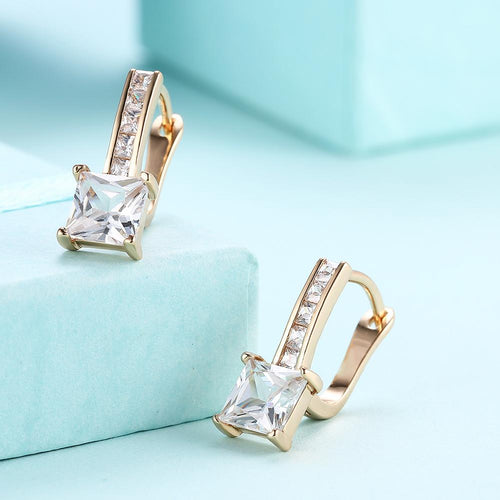 Princess Cut Pav'e Swarovski Elements in 14K Gold