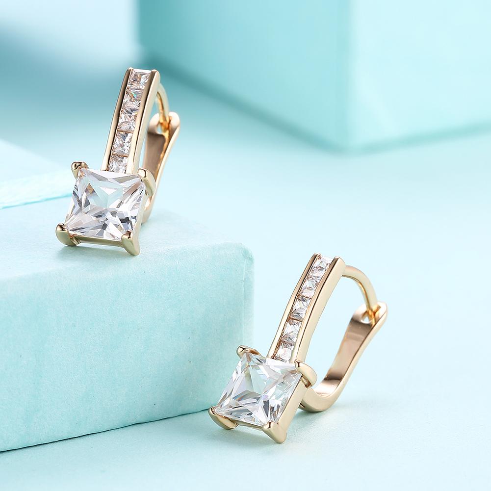 Princess Cut Pav'e Swarovski Elements in 14K Gold