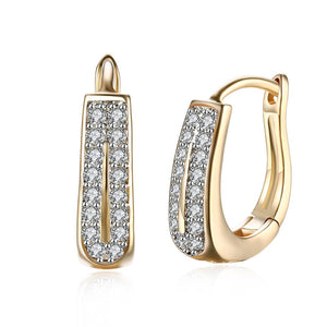 Swarovski Elements Harp Shaped Earrings in 14K Gold