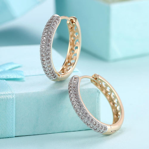 Swarovski Elements Thick-Cut Pav'e Earrings in 14K Gold