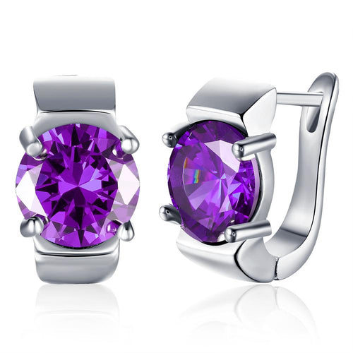 Purple Princess Cut Swarovski Elements in 18K White Gold