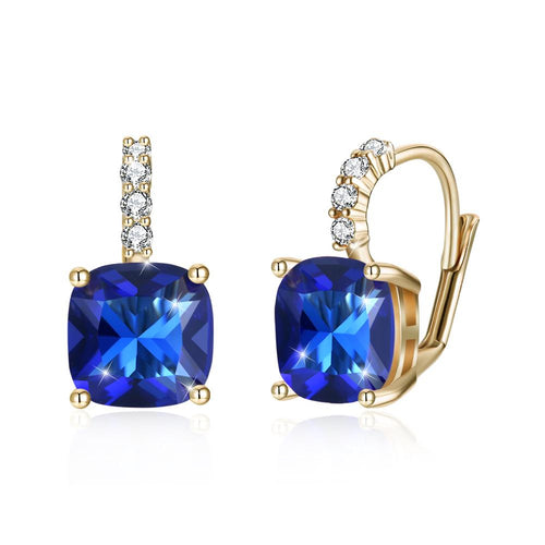Purple Asscher Cut Swarovski Pav'e Leverback in 14K Gold