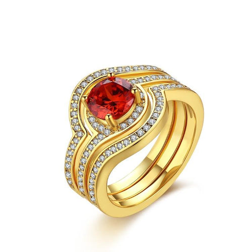 Ruby Micro-Pav'e Curved Setting Cocktail White Gold Ring