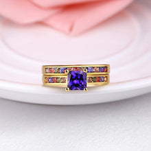 Rainbow Crystals Duo Band Gold Ring