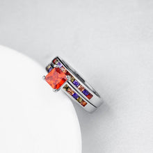 Rainbow Crystals Duo Band Rings in White Gold
