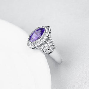 Tanzanite Diamond Cut Micro Pav'e White Gold Ring