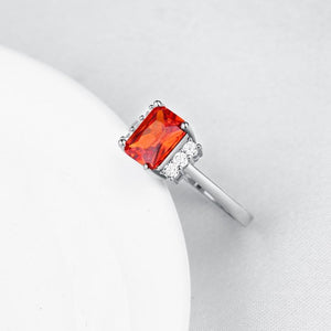 Ruby Emerald Cut Micro-Pav'e Ring in White Gold