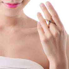 Rainbow Swarovski Criss-Cross Statement Ring in Gold