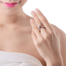 Rainbow Crystals Criss-Cross Statement Ring Set in White Gold