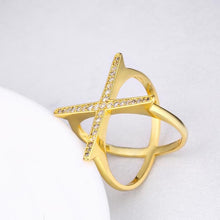Swarovski Elements Criss-Cross Statement Ring Set in Gold