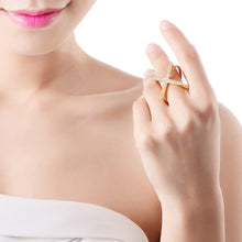 Swarovski Elements Criss-Cross Statement Ring Set in Gold