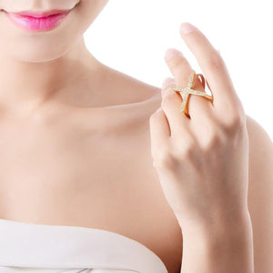 Swarovski Elements Criss-Cross Statement Ring Set in Gold