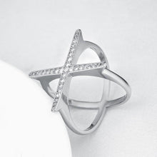 Swarovski Elements Criss-Cross Statement Ring Set in White Gold
