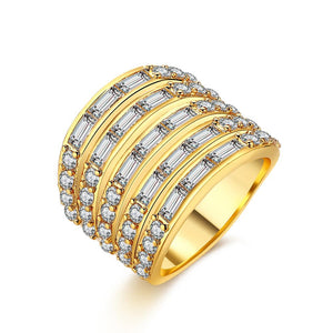 Princess & Baguette Cut Swarovski Large Cocktail Ring