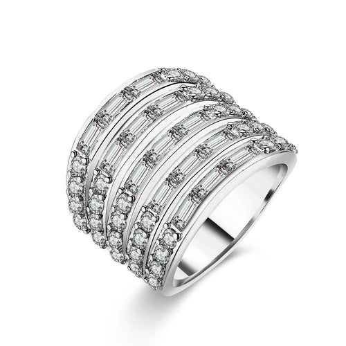 Princess & Baguette Cut Swarovski Elements Cocktail Ring