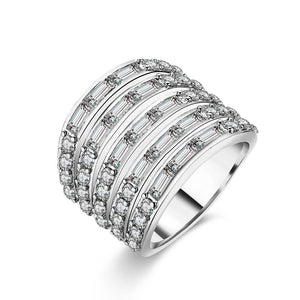 Princess & Baguette Cut Swarovski Elements Cocktail Ring