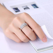 Three Row Lining Swarovski Elements Ring Set in Gold