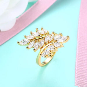 Swarovski Elements Multi Orchid Swirl Ring in Gold