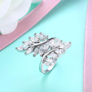 Swarovski Elements Multi Orchid Floral Cocktail Ring In White Gold