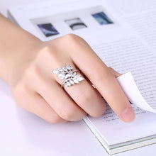 Swarovski Elements Multi Orchid Floral Cocktail Ring In White Gold