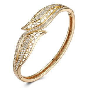 Swarovski Crystal 18K Gold Plated Double Lead Ends Bangle