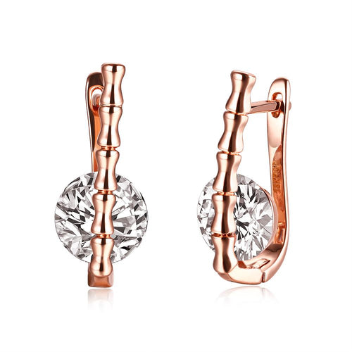 White Princess Swarovski Leverback in 14K Rose Gold