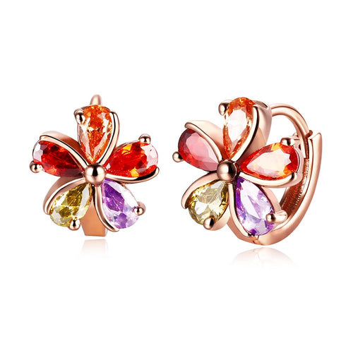 Rainbow Floral Swarovski Clip On in 14K Rose Gold