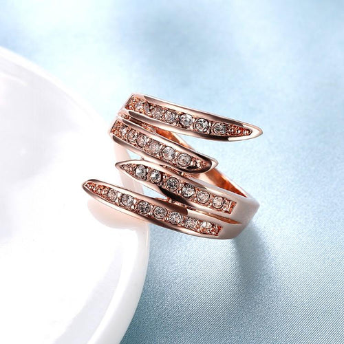 Swirl Cocktail Ring Made with Swarovski in 14K Rose Gold