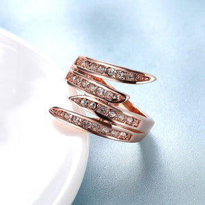 Swirl Cocktail Ring Made with Swarovski in 14K Rose Gold