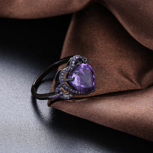 Purple Swarovski Heart Shaped Cocktail Ring