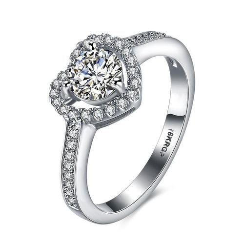 Pav'e Heart Princess Cut Engagement Ring