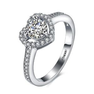 Pav'e Heart Princess Cut Engagement Ring