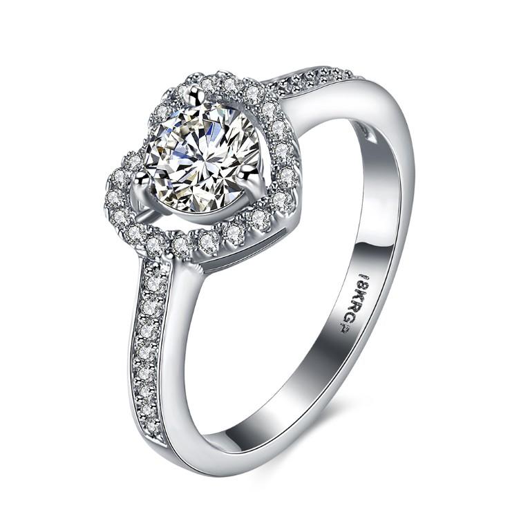 Pav'e Heart Princess Cut Engagement Ring