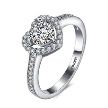 Pav'e Heart Princess Cut Engagement Ring