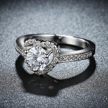 Pav'e Heart Princess Cut Engagement Ring