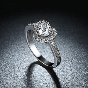 Pav'e Heart Princess Cut Engagement Ring