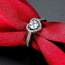 Pav'e Heart Princess Cut Engagement Ring