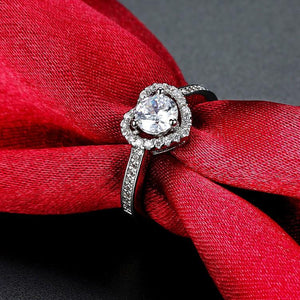 Pav'e Heart Princess Cut Engagement Ring