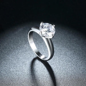 Single Solitaire Princess Cut Engagement Ring Set in White Gold