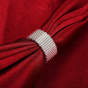 Sterling Silver Plated Woven Mesh Ring