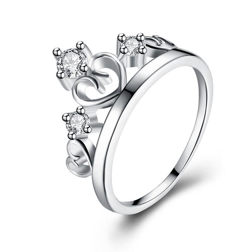 Swarovski Elements Crown Design Ring in 18K White Gold