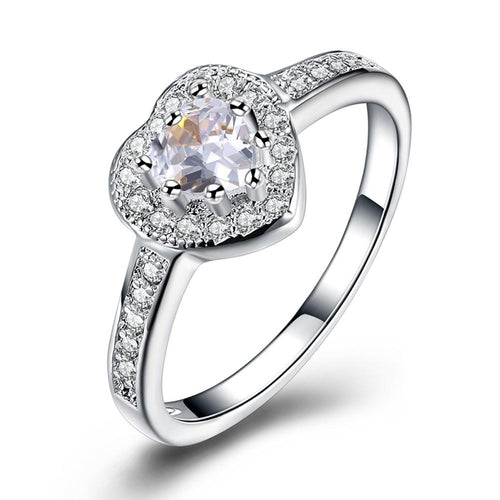 Swarovski Elements Heart Shaped Pave' Ring in 18K White Gold