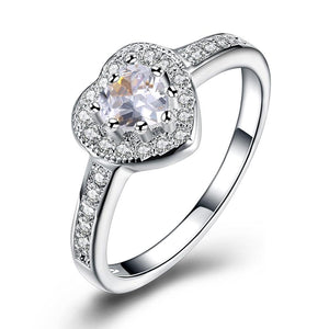 Swarovski Elements Heart Shaped Pave' Ring in 18K White Gold