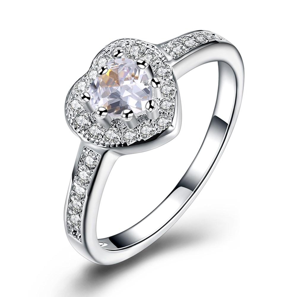 Swarovski Elements Heart Shaped Pave' Ring in 18K White Gold