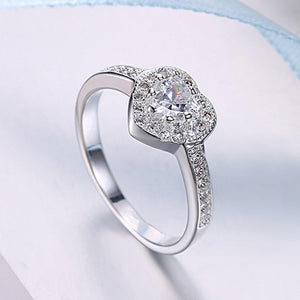 Swarovski Elements Heart Shaped Pave' Ring in 18K White Gold