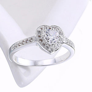 Swarovski Elements Heart Shaped Pave' Ring in 18K White Gold