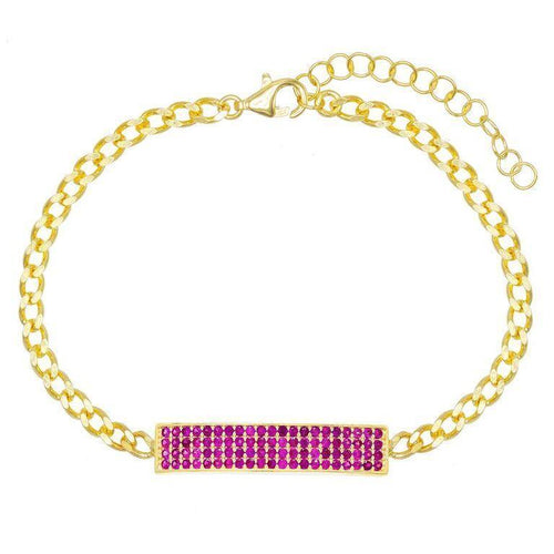 Pave Pink Topaz Chain Bracelet 7.8