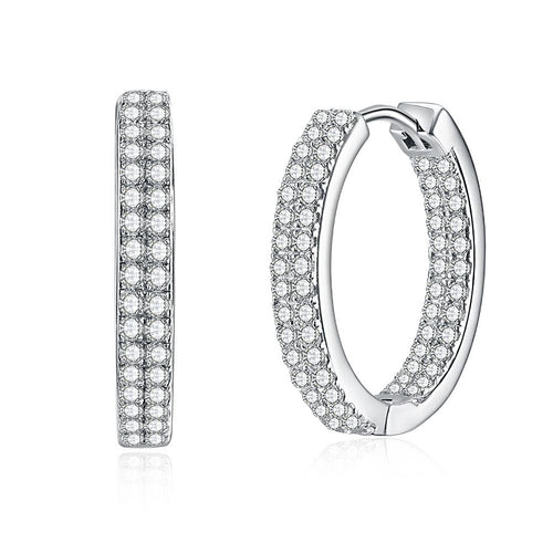 Sterling Silver Pav'v Swarovski Hoops